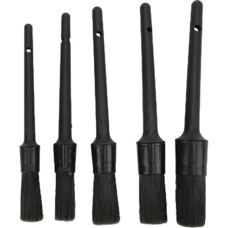 5 pièces ensemble de brosses de détail automatique pour le nettoyage de l'intérieur et de l'extérieur de la voiture siège en cuir d'échappement du moteur (Tout noir) (1/5)