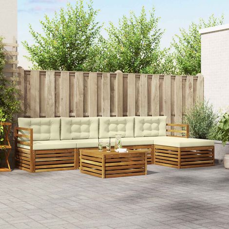vidaXL Outdoor-Sofagarnitur mit Kissen 6 pcs Natur und Creme (1/5)