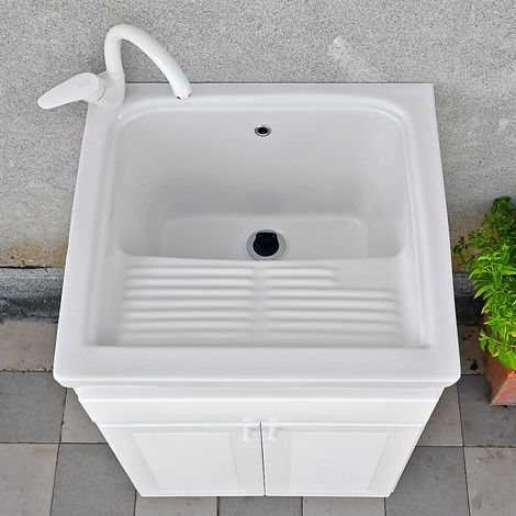 Mobile lavatoio da esterno 60x60 con ceramica e strizzatoio LOIRA PLUS (1/4)