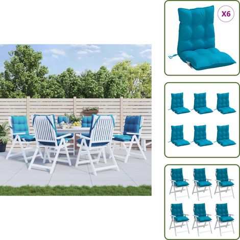 Cojines de silla - vidaXL Cojines para silla respaldo bajo 6 uds tela Oxford azul claro - Cojines para interior