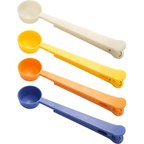 Cuillère Doseuse - Pince Pour Sachet Intégrée - Pour Café Thé Poudres Protéinées Boissons Instantanées - Lot De 4 (1/5)