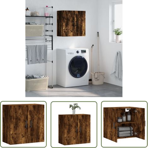The Living Store Armoire murale chêne fumé 60x31x60 cm bois d'ingénierie - Meuble Mural - Armoire Murale - Rangement Mural - Meuble De Rangement - Armoire De Rangement (1/5)
