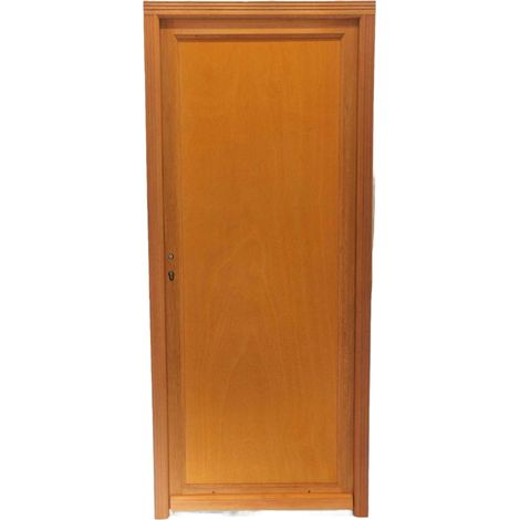 Gd Menuiseries – Porte de service bois pleine Armagos H200 x L80 cm – Sens d'ouverture à droite – Design pleine hauteur pour intimité – Sécurité optimale