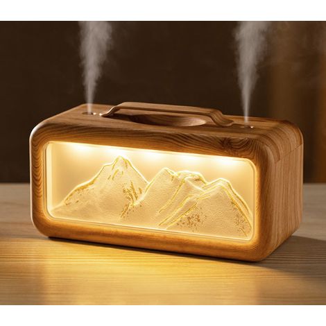Umidificador de névoa fria silencioso em miniatura Snow Mountain de 600ml, adequado para escritórios, residências e outros locais. (1/5)