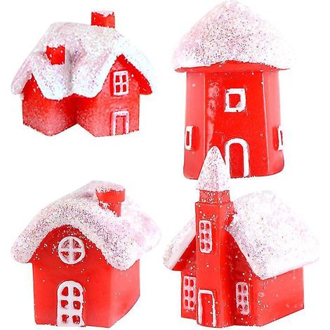 4 ornements en forme de maison