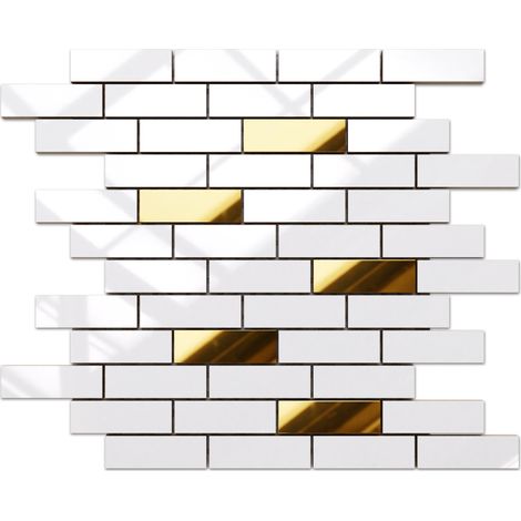 Ilcom mosaico in ceramica per bagno o cucina 37.3cm x 29.8cm - Gold mine (1/4)