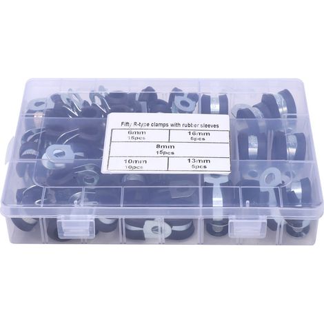 50 colliers de serrage en caoutchouc de type R pour câbles électriques, 6-16 mm (1/5)