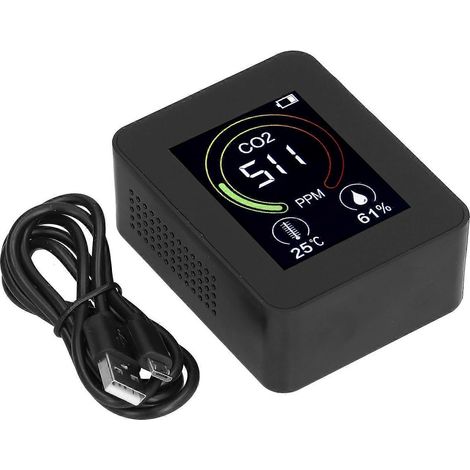 ZNAZ2CO1 3-in-1 Smart Kohlendioxid-Detektor Multifunktionaler Infrarot-Luftqualitätsmonitor (Schwarz)