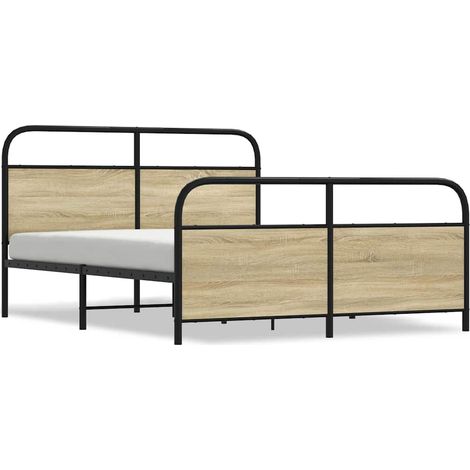 Maison Exclusive - Metallbett ohne Matratze Sonoma-Eiche 160x200