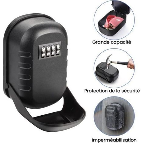 Boîte à Clé Sécurisée MERKMAK Extérieur étanche Murale avec couvercle de protection pour école Bureau Usine (Noir) (1/4)