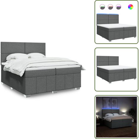 Sommier à lattes de lit avec matelas Gris foncé 200x200cm Tissu - Sommier À Lattes De Lit - Sommiers À Lattes De Lit - Lit - Meuble De Chambre À Coucher (1/5)