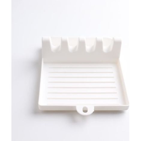 Porte ustensiles de cuisine - Blanc - Silicone rigide - Design contemporain - 4 ustensiles (1/4)