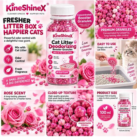 KineShineX Gemischtes geruchsverstärkendes Granulat-Katzenstreu – Rosenduftende Katzenstreu-Geruchskontrolle (1/5)