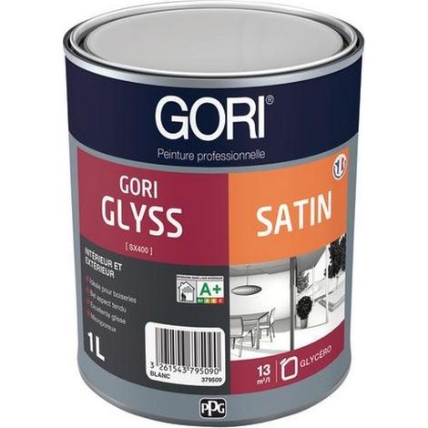 Peinture blanche satinée microporeuse 1L – Pour boiseries intérieures et extérieures – Rendement 13 m²/L – Finition de qualité – Gori (1/3)