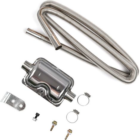 Tuyau d’échappement flexible en acier inoxydable 150 cm avec collier + silencieux – pour chauffage de stationnement (1/4)