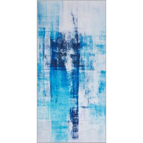 Alfombra azul multicolor 80 x 150 cm impresión 3D pelo corto estilo moderno Trabzon