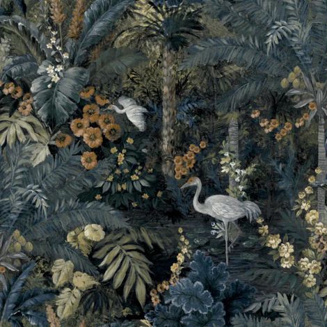 Holden Decor Jungle Paradise Wallpaper Navy Statement Feature Wall (1/3)