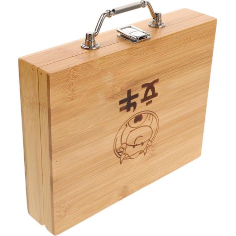 Boîte de Mahjong en Bois Beige Vintage Poignée, Rangement Organisé et Multifonctionnelle, pour Événements et Fêtes (1/5)