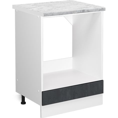 Herdumbauschrank  R-Line, Schwarz Beton, 60 cm AP Marmor, Vicco