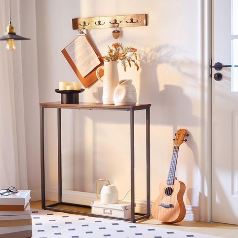 Console Table, Narrow Console Table for Hallway Slim, Hallway Table, Small Sofa Table for Small Spaces, Living Room, Entrance, Bedroom, Industrial, Metal Frame, HOOBRO EBF76XG01 (1/5)