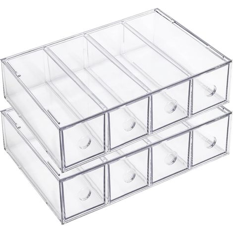 Caja de almacenamiento de oficina con cajones, caja de almacenamiento de oficina apilable con cajones extraíbles, caja de almacenamiento transparente para gafas de sol.