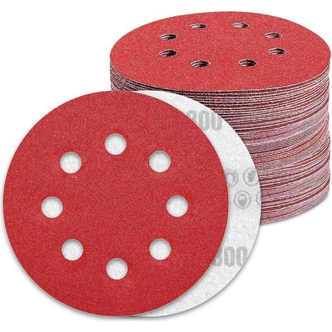 Disques abrasifs 125mm velcro grain 800 pour ponceuse excentrique 8 trous (100 pièces) (1/5)