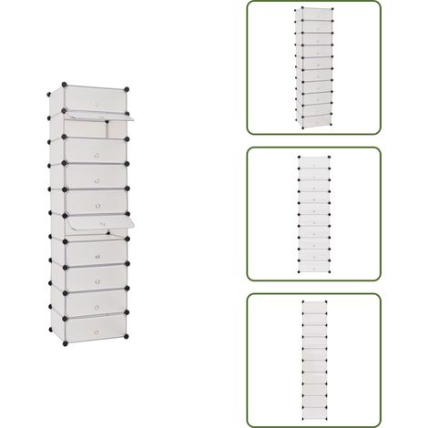 Schuh-Organizer Zusammenklappbar mit 10 Fächern Weiß - Schuhausstattung - Schuhschrank - Schuhregal - Garderobe - Organisationssystem (1/5)