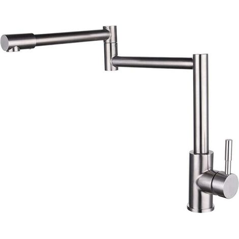 Grifo de cocina giratorio fabricado en acero inoxidable 304 cepillado para cocinas frías y calientes. (1/4)
