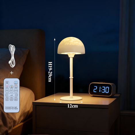 Dekorative Nachttischlampe, ferngesteuertes Schreibtisch-Nachtlicht, Pilzlampe, batteriebetrieben, dimmbar, LED-Nachtlicht, geeignet für Badezimmer, Terrasse und Camping.