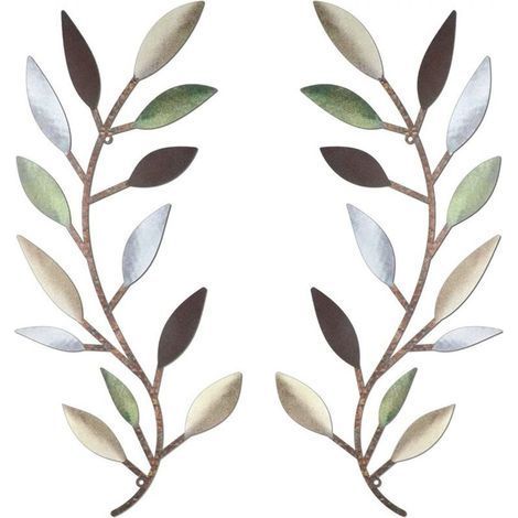 Décoration murale métallique feuilles de vigne et branche d'olivier, style fer forgé (1/5)