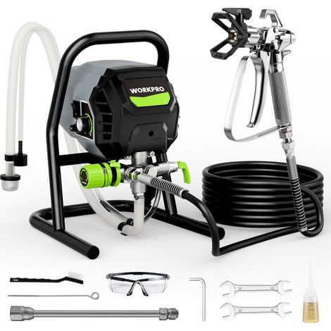 WORKPRO Pulvérisateur de Peinture Airless 700 W, 2900 PSI Haute Efficacité sans Dilution avec Rallonge, Pistolet à Peinture Électrique pour Intérieur, Extérieur, Meubles, Clôtures et Plafonds