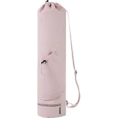 Sac de tapis de yoga avec poche pour bouteille d'eau, étanche, bandoulière réglable, rose (1/5)