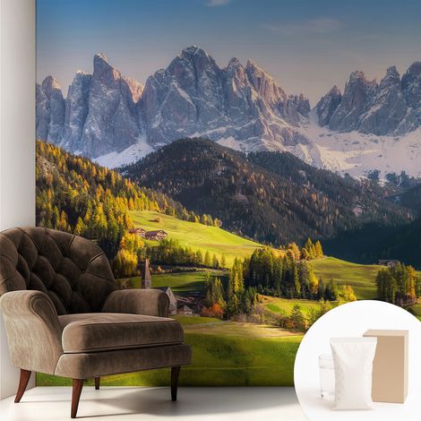Papier peint intissé décoratif avec motifs pour salon et chambre a motif - Colle incluse gratuite Paysage de montagne 250x250 cm (1/5)