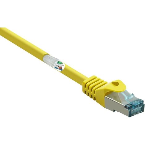 RF-5153664 RJ45 Câble réseau, câble patch CAT 6a S/FTP 10.00 m jaune avec cliquet d'encastrement, ignifuge 1 pc(s) S486252 (1/4)