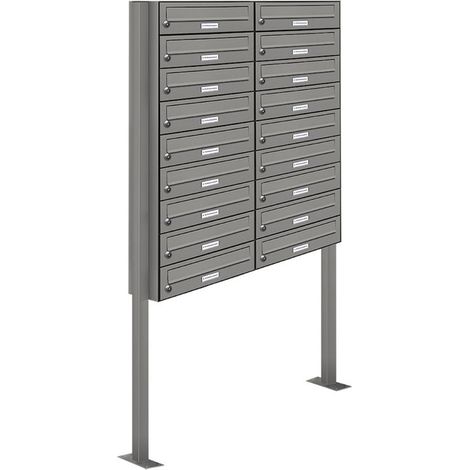 18er Premium Standbriefkasten RAL 9007 freistehend Postkasten Ständer 2x9 (1/5)