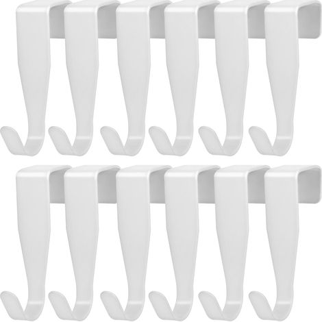 Patères blanches en acier au carbone , finition laquée élégante , lot de 16 . Fixation sans perçage