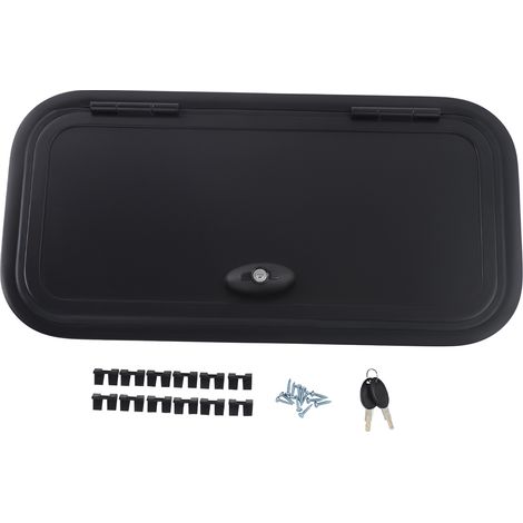 Porte de bagage de camping-car 61 x 30,5 cm, porte d'accès de camping-car avec clés, fenêtre en alliage d'aluminium pour camion, remorque de voyage, noir (1/5)