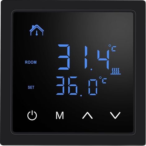 Termostato inteligente 16A para calefacción por suelo radiante, controlador de temperatura con pantalla táctil LED, control de calefacción eléctrica 85-265V - Negro (1/5)
