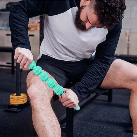 Bastone per massaggio corporeo a forma di riccio, rullo portatile per massaggio fasciale per un profondo rilassamento muscolare (verde) (1/5)