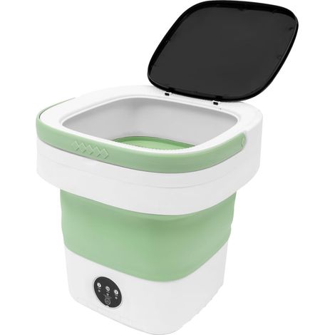 Mini lave-linge pliable 12L, lave-linge portable de camping avec essoreuse, panier de vidange, petite machine à laver pour sous-vêtements, vêtements de bébé, voyages, camping-car (Vert)