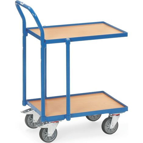 Fetra Etagen-Roller mit 2 Böden aus Holz, mit 15 mm Rand, Rohrschiebebügel, 970 mm hoch (1/2)