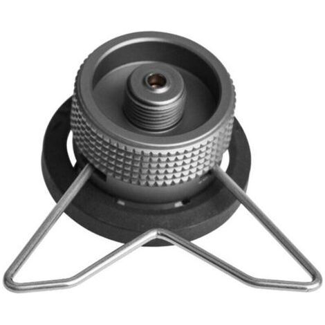 IPB-Adapter mit Halterung für lange Gaskocher, Einlass: Butangasflasche, Auslass: Lindal EN417-Ventil (1/4)