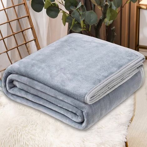 Couverture en velours doux gris 100x150cm, taille extra-large/large/standard, légère et moelleuse, adaptée aux lits, canapés et fauteuils - polyvalente pour tout style de décoration intérieure.