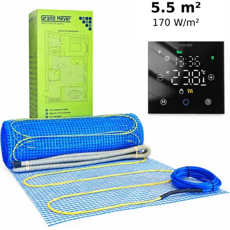 Kit de calefacción por suelo radiante 5.5 m², 170 W/m² + termostato Wi-Fi programable Premium TSM-20, vidrio templado 3mm (1/5)