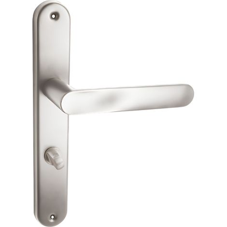 domino Türgriff 72 Drückergarnitur PZ - Profilzylinder Set Türklinke für Zimmertür, Bürotür, Kellertür & Innentür L-Form Türbeschläge aus Aluminium Nickel OVAL M9 (1/5)