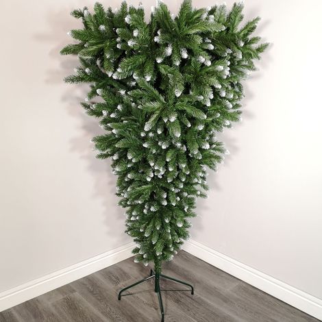 6ft (180cm) Snowtime PVC Upside Down Frosted Green Snow Tipped Christmas Tree (1/3)