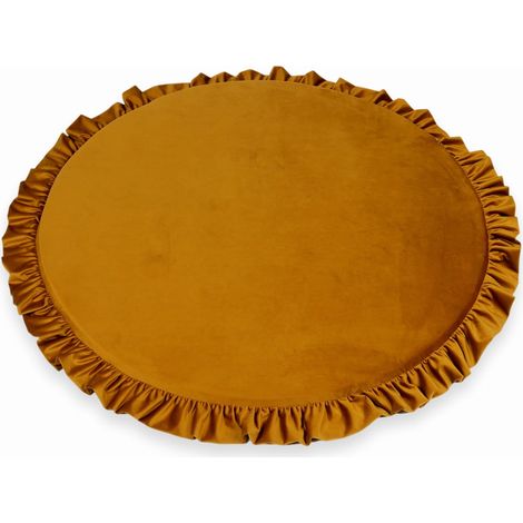 Tappeto da gioco per bambini rotondo 100cm con volant, velluto dorato