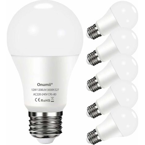 Ampoule LED E27 12W Équivaut Ampoule à 100W, 1200LM Blanc Chaud 3000K, Non Dimmable, A60 culot à Grosse Vis E27, 220-240V - Lot de 6 (1/4)