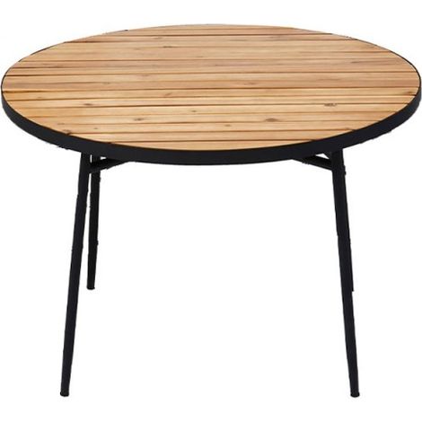 BOCARNEA - Table salon de jardin Babor Balcony - Table Bois Acacia et Acier - Table pliable - 110 x 75 cm - 4 places, bois et noir (1/5)