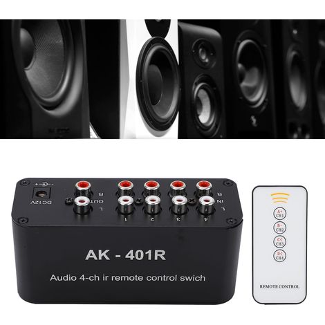 Carte d'amplificateur de télécommande AK-401R DC12V, 4 entrées, 1 sortie, distributeur audio RCA, sélecteur de signal, commutateur de source de signal (1/5)